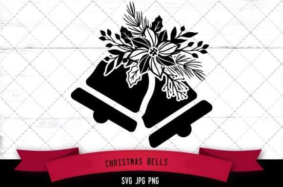 Christmas Bells Floral Graphics for Crafts