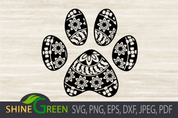Dog Cat Paw Floral Mandala Graphics for Crafts