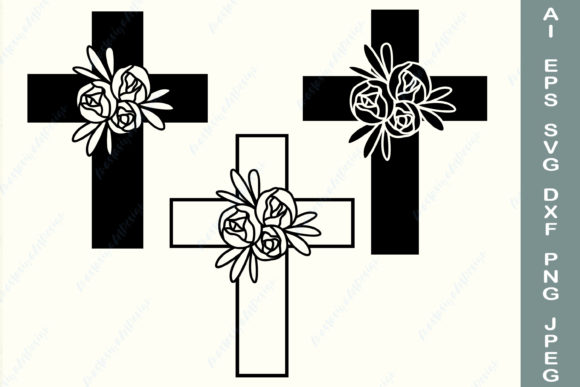 Floral Cross, Religious Shirt: A Graphic Design Asset for Crafts and Branding