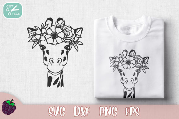 Floral Crown Cute Giraffe Graphics for Crafts & Branding