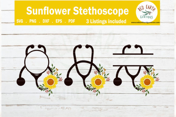 Floral Heart Stethoscope Monogram Frames Graphics for Crafts