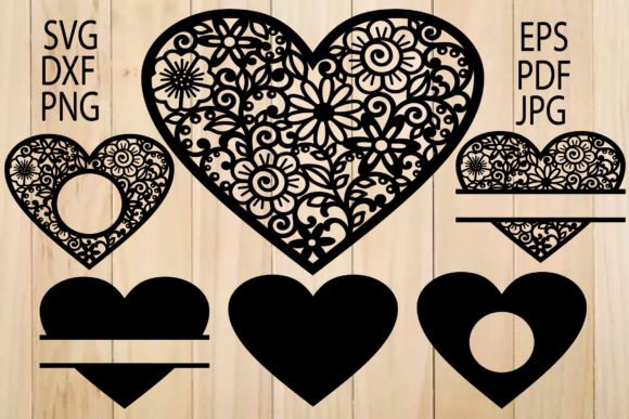 Floral Hearts, Heart Frames: Graphics for Crafts & Branding