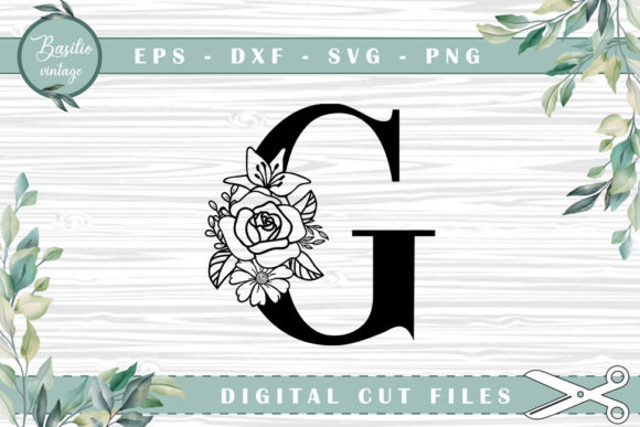 Floral Letter G Alphabet Cutting Files for Crafts and Graphics