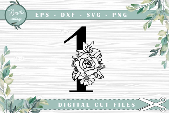Floral Number 1 Cutting Files: Graphics for Crafts