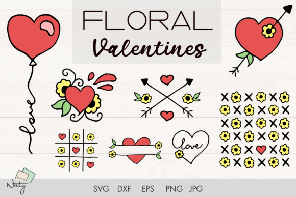 Floral Valentines SVG Heart Illustration for Graphics and Crafts