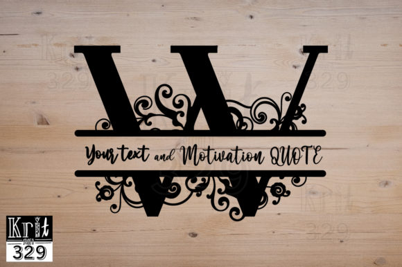 Floral Vine Alphabet Split Monogram W for Graphics and Crafts