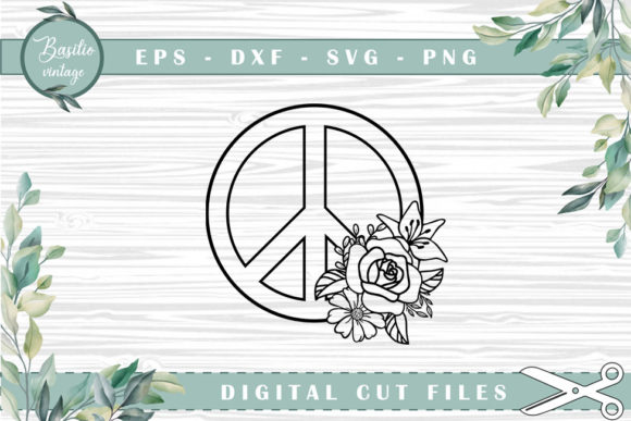 Peace Sign Floral Cutting Files for Modern Graphics and Crafts