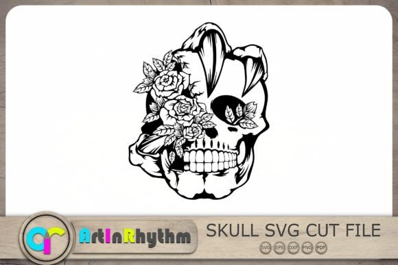 Skull with Roses SVG Shirt Design-Floral Review