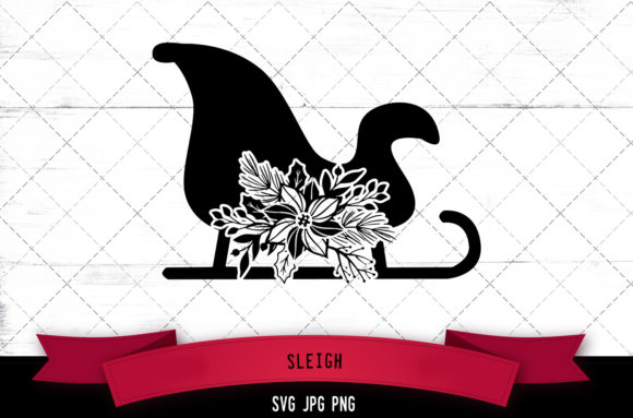 Sleigh Floral Graphics for Crafts and Content