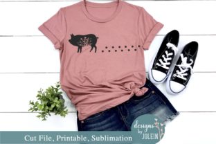 Walking Floral Pig: A Graphic Design Asset for Crafts and Branding