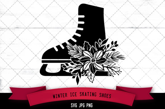 Winter Ice Skating Shoes Floral Graphics in Crafts
